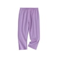 thumbnail image 5 of NAISIBABY Girls Capri Leggings, Comfortable Soft Stretchy Elastic Waist Kids Casual Cotton Dance Pants Purple Size 7-8, 5 of 5