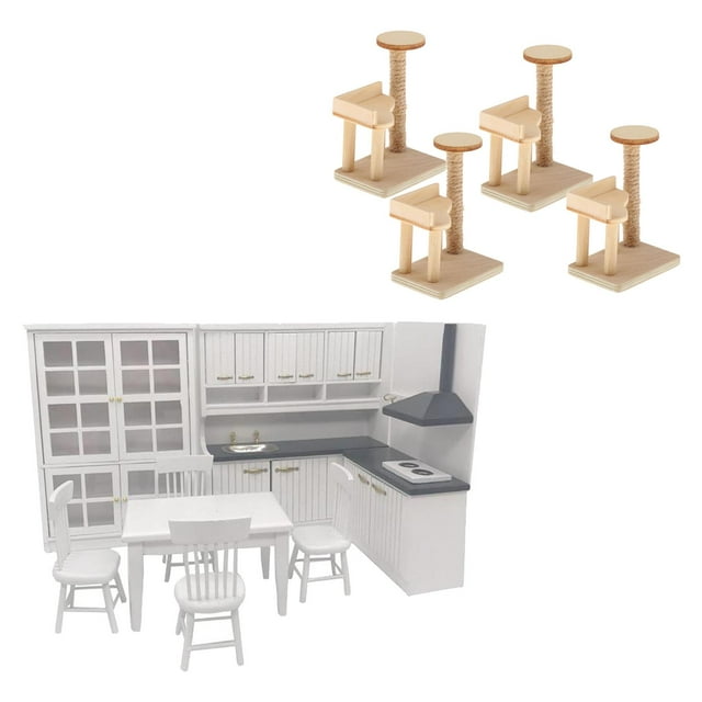 1:12 Muebles de Cocina de en Miniatura con 4 árboles de Gato de Simulación