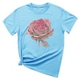 thumbnail image 5 of YueHuiYing Women's Floral Graphic Tees Short Sleeve Casual T-Shirts Boho Style Cute Summer Loose Fit Tops, 5 of 5