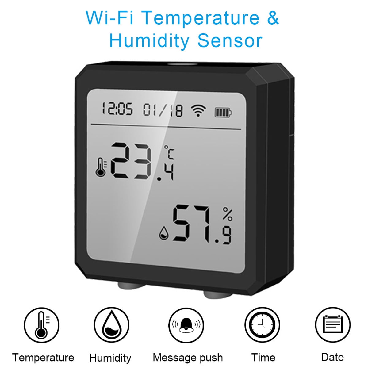 Kyoffiie WiFi Hygrometer Thermometer Wireless Temperature Humidity Monitor  with App Alerts Indoor Outdoor Temperature Humidity Sensor Compatible with