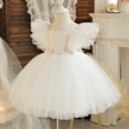 thumbnail image 4 of USNSM (6 Months-5 Yeras) Girls Fashion Cute Bowknot Tulle Tutu Flower Girl Birthday Party Gown Long Dresses White 3-4 Years, 4 of 5