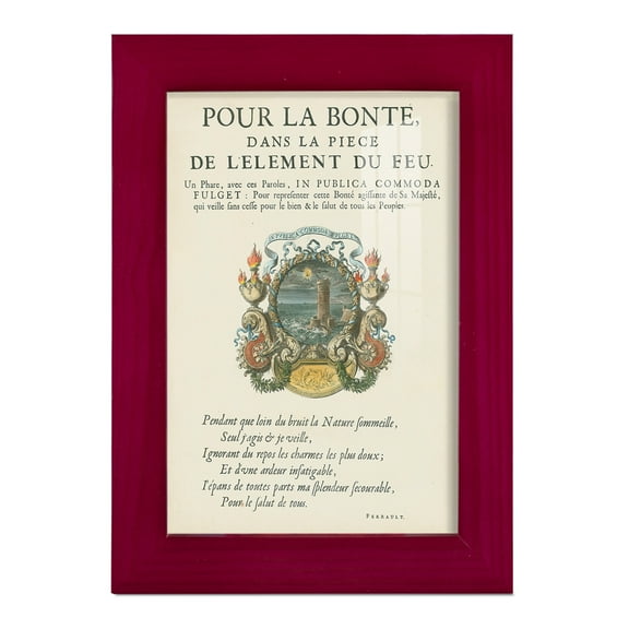 Printed Embellished Bookplate VIII - Framed Print w/glass - Cherry Red