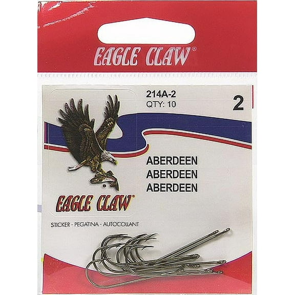 Eagle Claw 214AH-2 Aberdeen Light Wire Non-Offset Hook, Bronze, Size 2, 10 Pack
