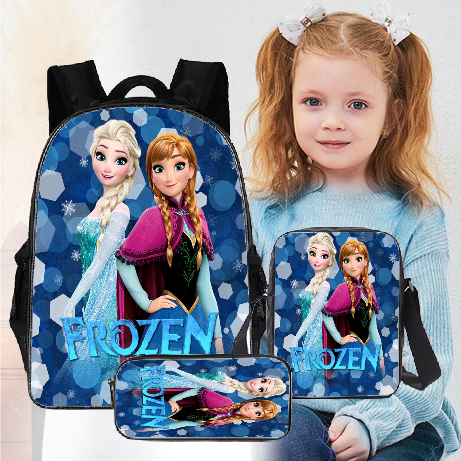 Set of 3 Frozen Princess Elsa Cute Backpack,Laptop Backpack,Backpack