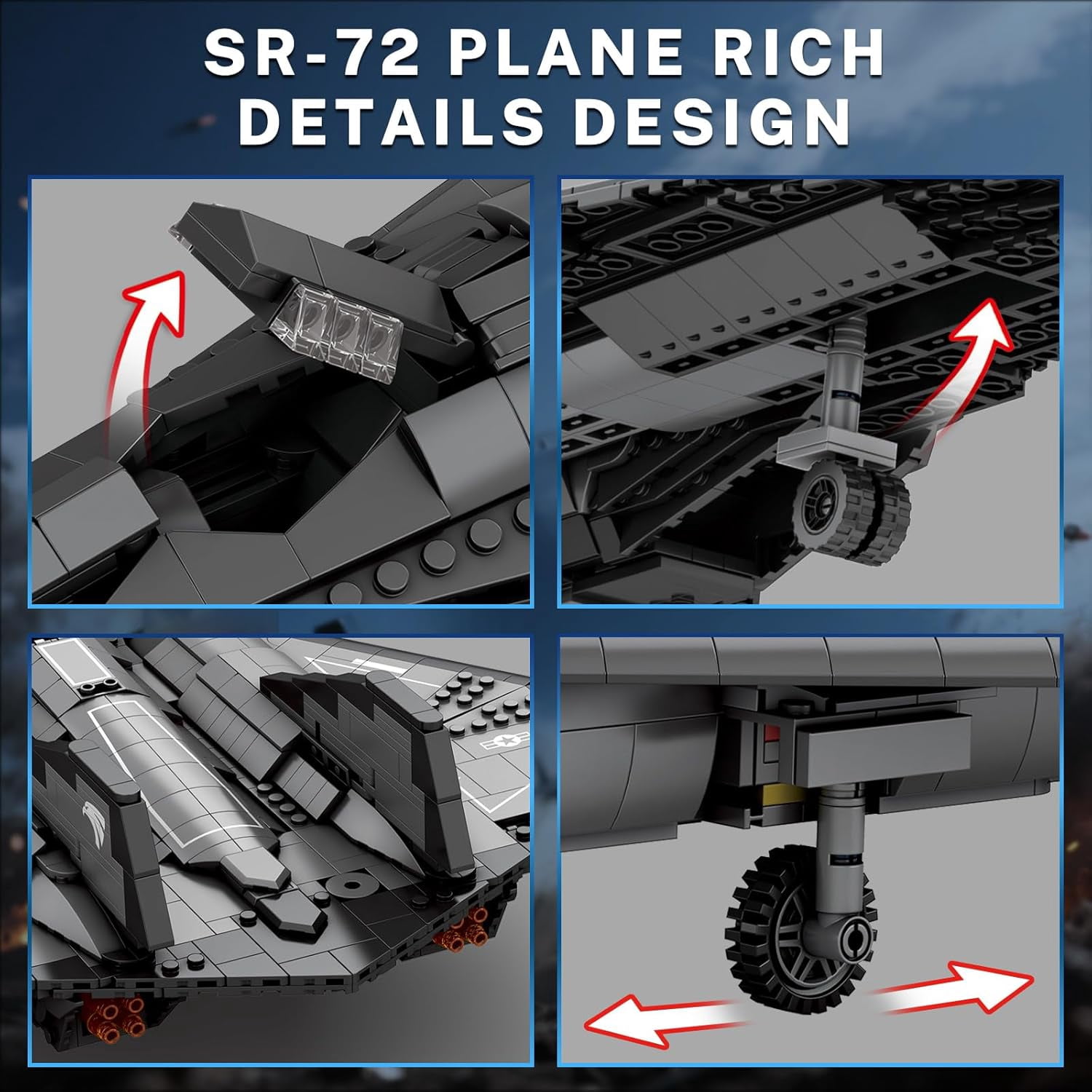 Technic SR-72 Reconnaissance Fighter Jet Building Set, Military Airplane Toys Construction Set 33039, Model Plane Kit Aviation Collection,