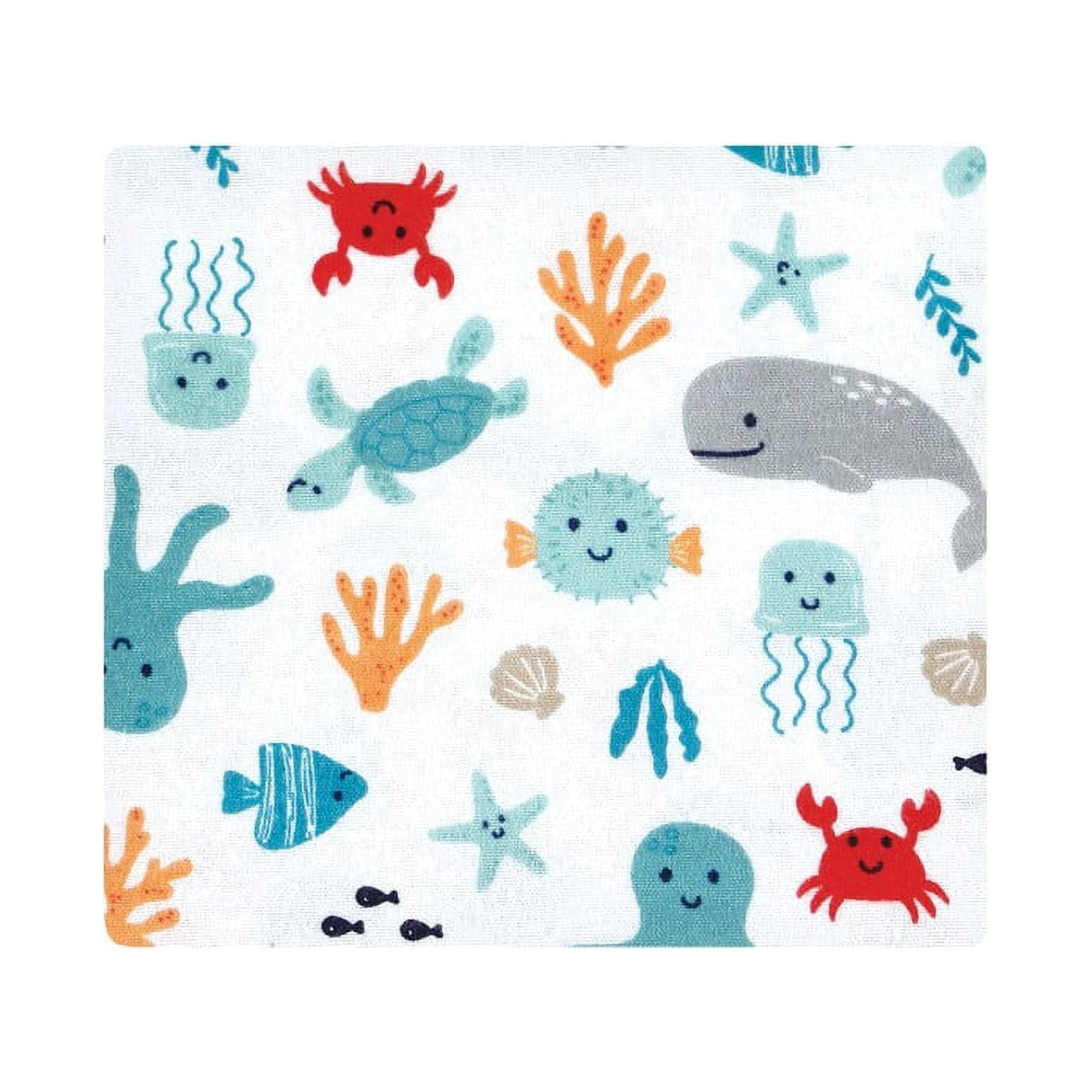 Hudson Baby Infant Boy Cotton Flannel Receiving Blankets Bundle, Sea Characters, One Size