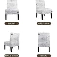 thumbnail image 4 of Modern Fabric Armless Accent Chair Decorative Slipper Chair Vanity Chair for Bedroom Desk, Corner Side Chair Living Room Furniture English Letter Print White, 4 of 7