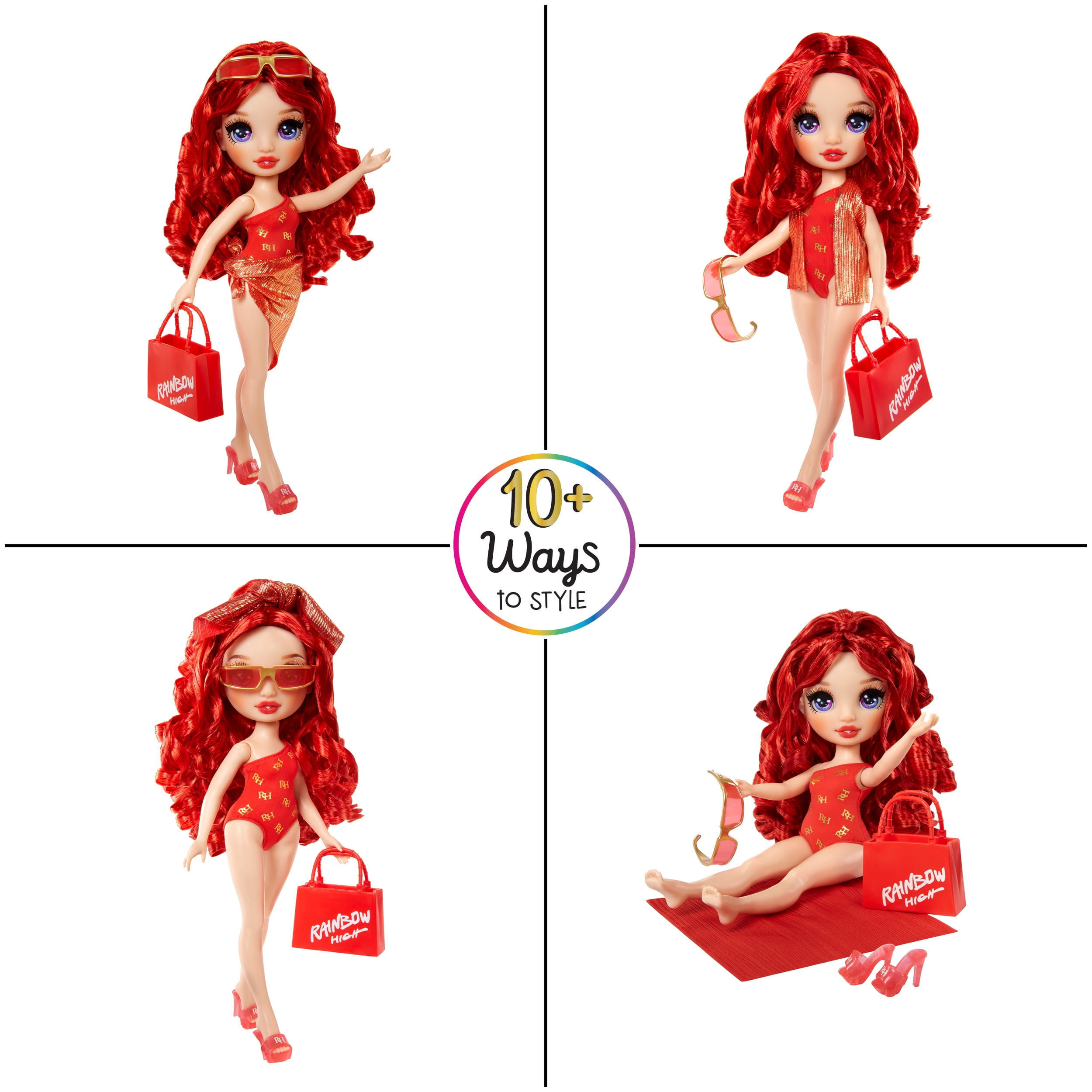 Rainbow High Swim & Style Ruby, Red 11” Doll, Ages 4-12