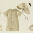 thumbnail image 2 of Xudanell Swimsuits for Teens Toddler Swimsuit Zipper Protective Clothing White Swimsuit with Bucket Swimming Cap, 2 of 7