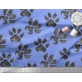 thumbnail image 3 of Soimoi Blue polyester Crepe Fabric Lion Stencil Foot Animal Print Fabric by Yard 42 Inch Wide, 3 of 5