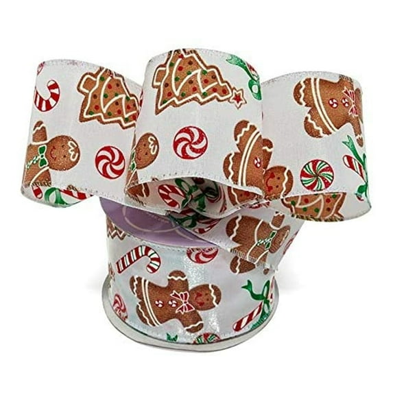 Gingerbread Shimmery Christmas Wired Ribbon - 2 1/2 inches x 10 Yards (56141402)