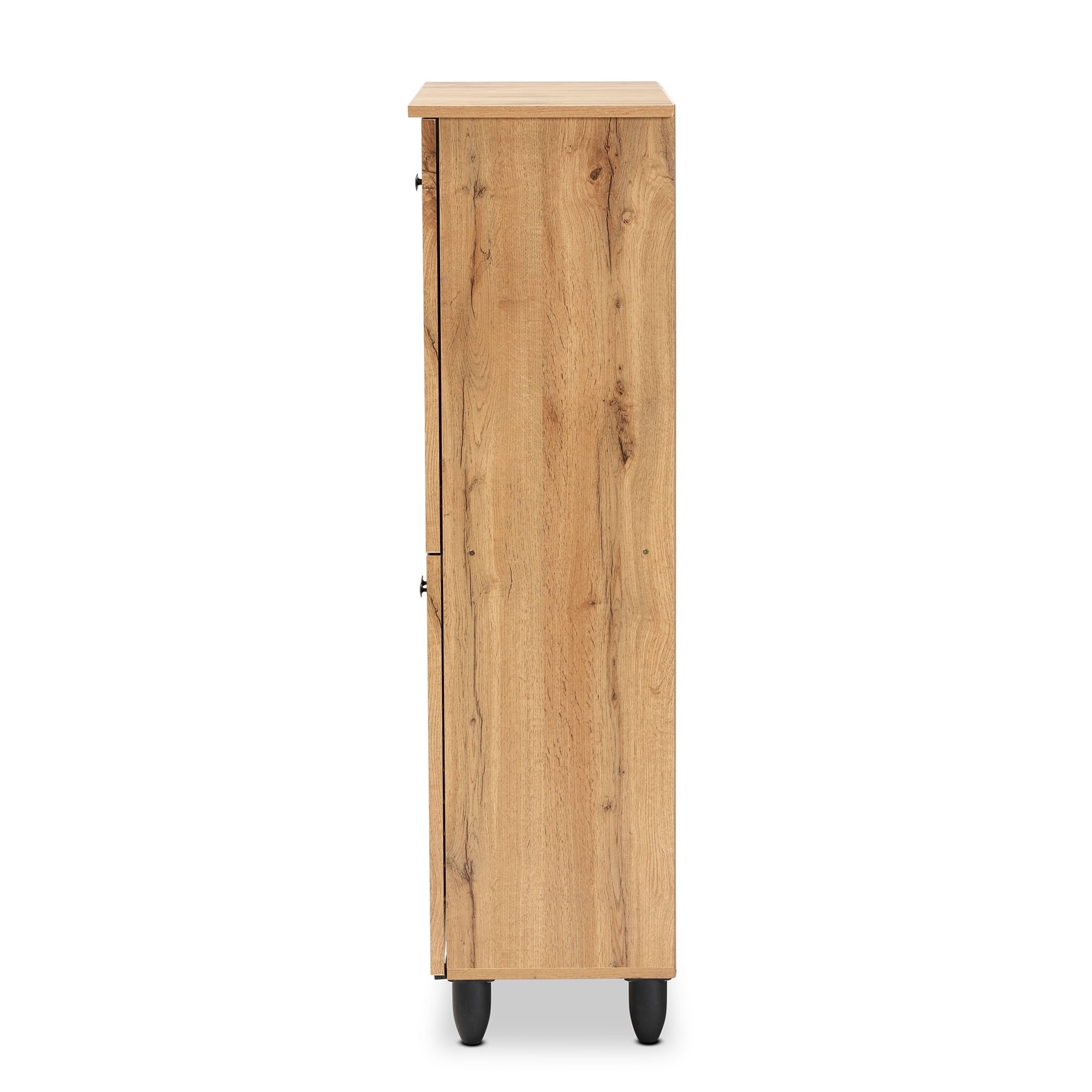 Baxton Studio Winda Modern and Contemporary Oak Brown Finished Wood 4-Door Shoe Storage Cabinet