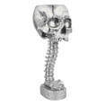 thumbnail image 2 of Macetero con forma de calavera, conjunto de soporte para columna vertebral, innovador, exquisito, decorativo, pintado a mano, esqueleto de resina, maceta para el hogar y el jardín, color plateado, 2 of 5