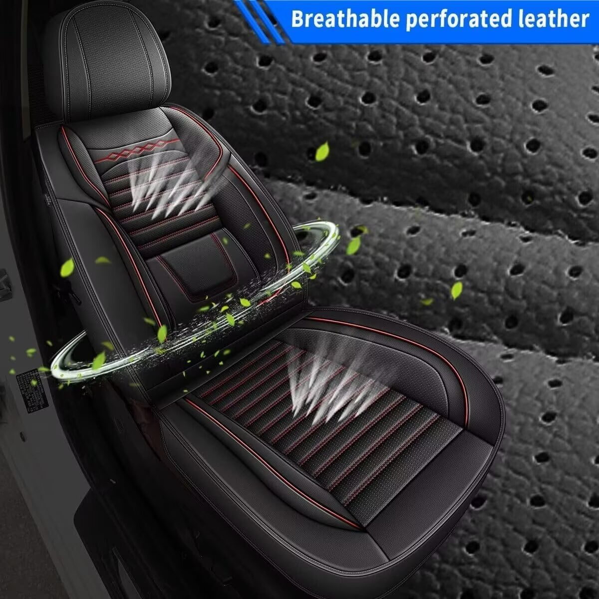 DIKSOAKR 2 Front Car Seat Covers for Toyota Camry 2012-2024 2025 Faux Leather Seat Covers Breathble Waterproof Automotive Seat Cushion (2 Seat, Redline)
