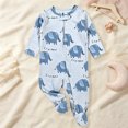 thumbnail image 2 of Nwiuh Baby Sleep and Play Footed Pajamas One-piece Sleeper Jumpsuit Zip-front Pjs Organic Cotton for Baby Girls, Unisex (Blue, 0-3 Months), 2 of 4