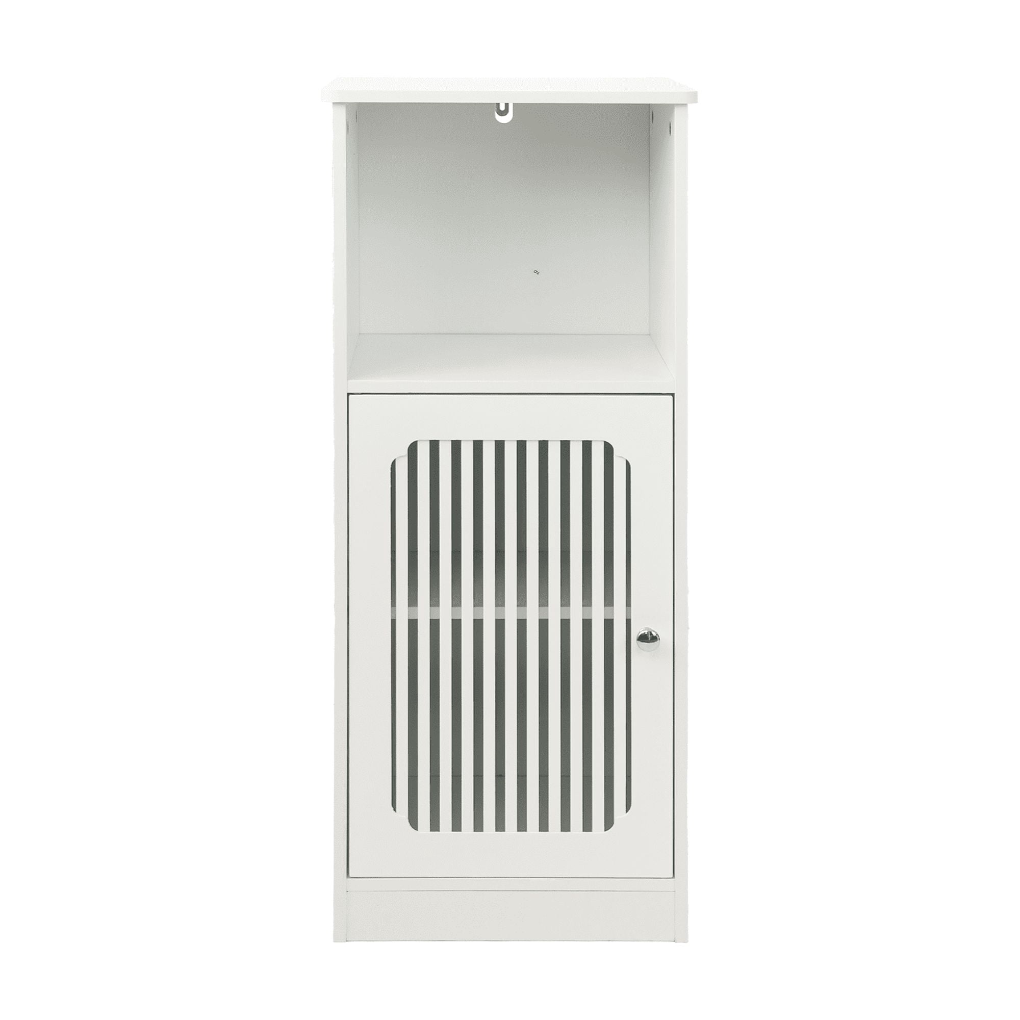 Bathroom low cabinet, louvered door floor-standing bathroom storage cabinet, multi-layer bathroom storage cabinet, white