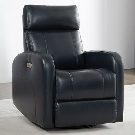 CHITA Power Swivel Glider Rocking Recliner Nursery Chair Living Room Chair, Leather, Navy Blue