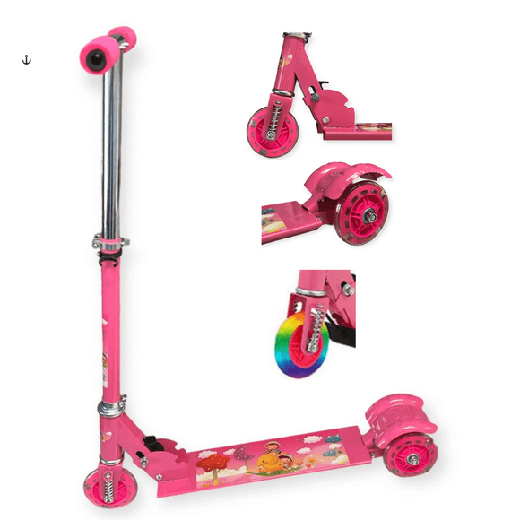 Wadan Trottinette à 3 Roues Pliable en Acier et Fer, Équipée de Roues à DEL Lumineuses et de 3 Hauteurs Réglables, Convient aux Enfants de 3 à 6 Ans pour Garçons/filles