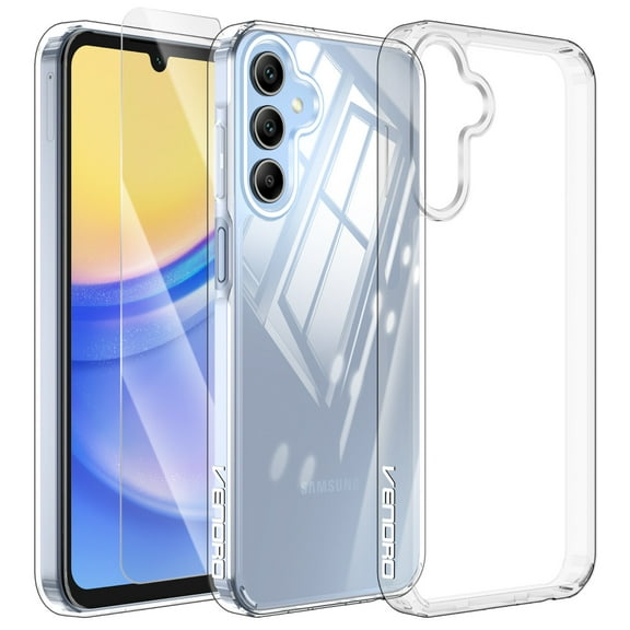 Elegant Choise Case with Screen Protector for Samsung Galaxy A15 5G Shockproof Soft TPU Phone Cover, Clear