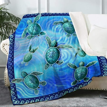 KSCD Turtle Blanket, Funny Sea Turtles Fuzzy Soft Cozy Warm Sherpa ...