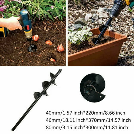 Earth Auger Bit, Fence Post Hole Digger,9inch 12inch, Yard Earth Aerating Irrigating Planting Auger Drill Bit Digs (Best Way To Drill A Hole In A Glass Bottle)