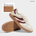 thumbnail image 5 of LUCKY STEP Womens Retro Suede Sneakers Gum Sole Low-Top Casual Shoes,Beige&Red, 5 of 9