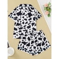 thumbnail image 2 of Emy Dola Silk Satin Pajama Set for Women 2 Piece Lounge Pjs Winter Matching Summer Sleepwear Button Down Shirt Shorts S-2XL, 2 of 9