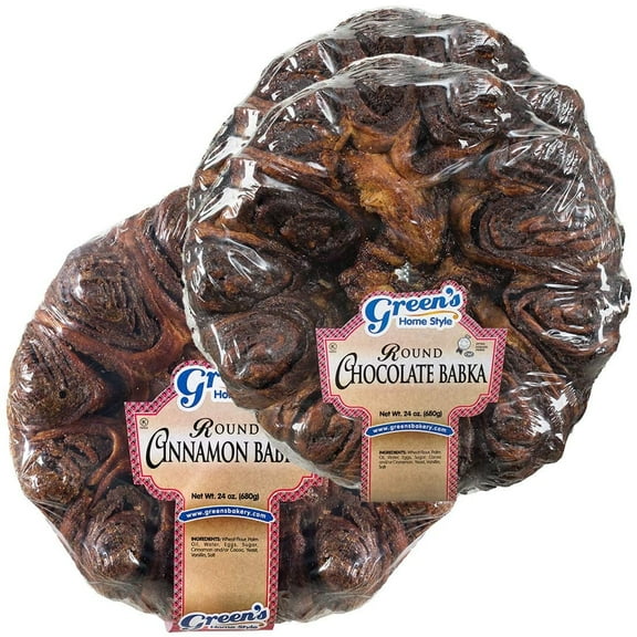 Green's Bakery (2) Chocolate and (1) Cinnamon Round Babka Cakes, 3 Pack 24 oz.
