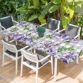 thumbnail image 2 of Purple Flowers Table Cloths for 8 Foot Rectangle Tables, Spring Floral Leaves Plants Gray Plaid Patio Waterproof Elastic Fitted Tablecloths, Washable Rectangular Table Cover for Camping, 2 of 8