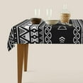 thumbnail image 5 of Geometric Tribal Table Cloth Rectangle - Chic Bohemian Ethnic Table Cover Black White Stripes Triangle Tablecloth Tabletop Decoration for Picnic Banquet Party Kitchen - 60 x 84 Inch, 5 of 6