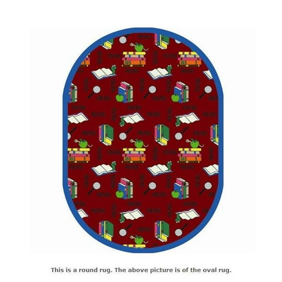 Joy Carpets 1419E-03 Bookworm Red 7 ft.7 in. Round WearOn Nylon Machine Tufted- Cut Pile Just for Kids Rug