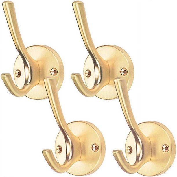 Wall Hooks, 4Pcs Coat Hooks Hardware Towel Hooks for Hanging Coats Double No Rust Black Robe Hooks