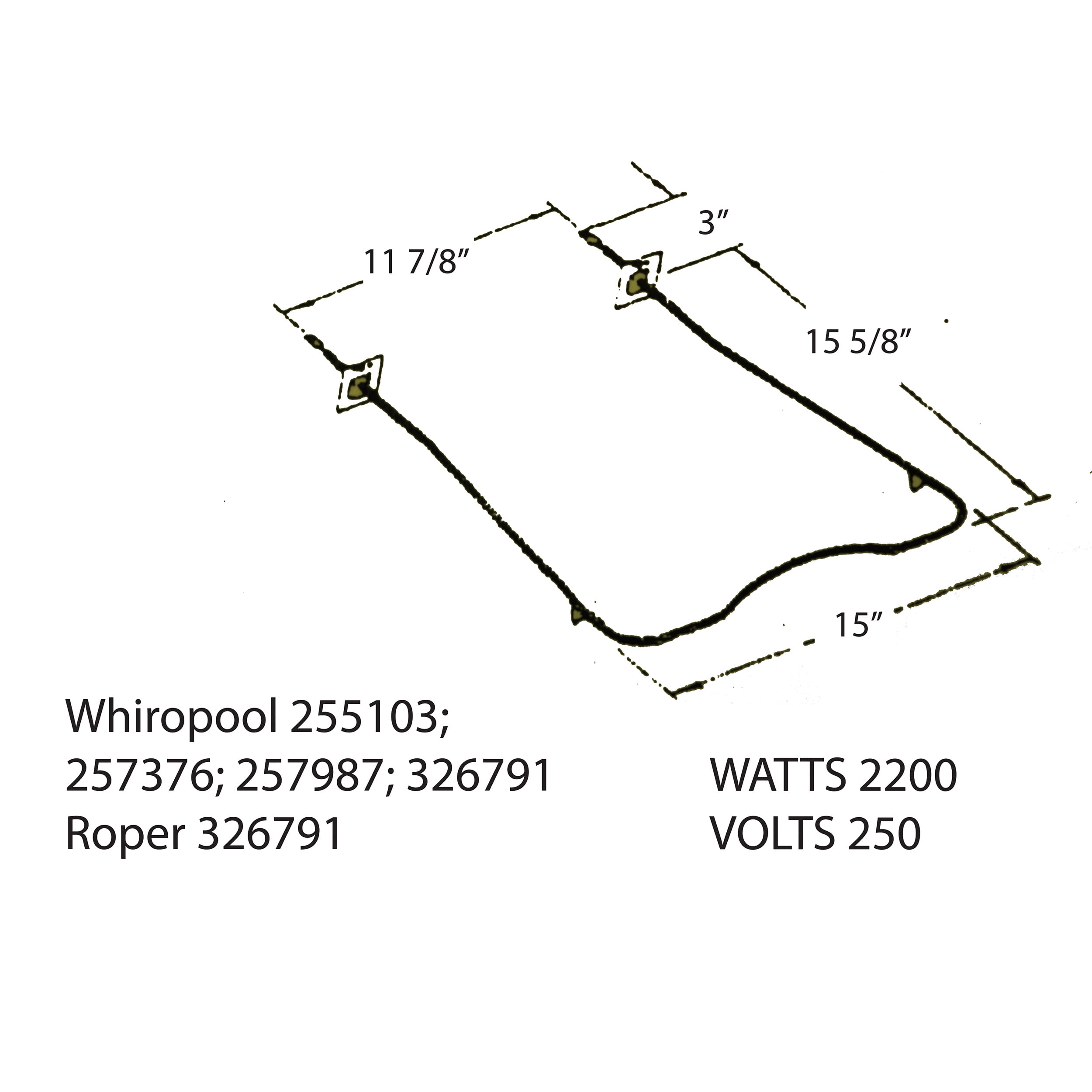 Range Kleen Bake Element Compatible with Whirlpool Roper 2200W 250V 1-Count