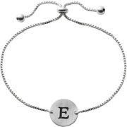 Personalized Planet Women's Sterling Silver Initial Disc Adjustable Bracelet, 8"