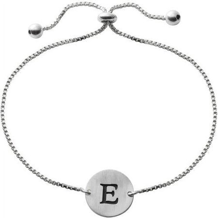 Personalized Planet Women's Sterling Silver Initial Disc Adjustable Bracelet, 8"