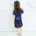 thumbnail image 6 of Toddler Dress Short Sleeve Solid Homewear Round Neck Sleepwear Shirt Dress Little Girl Dresses Navy 18-24Months, 6 of 6