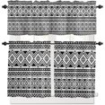 thumbnail image 1 of Geometric Boho Valances for Windows, Modern Kitchen Curtains,Bathroom Curtains Window Rod Pocket Short Curtains, Kitchen Window Curtains Over Sink,3 PCS Small Window Curtains,Valances for Kitchen, 1 of 6