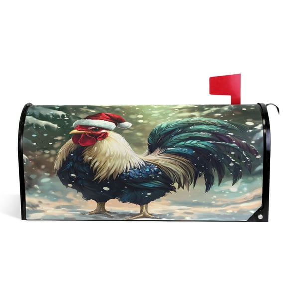 Ryvnso Mailbox Cover Rooster on Christmas Magnetic Mailbox Wrap Standard Size 21x18 Inch