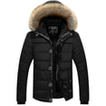 thumbnail image 1 of Men Faux Fur Hooded Coat Padded Quilted Puffer Bubble Jacket, 1 of 2