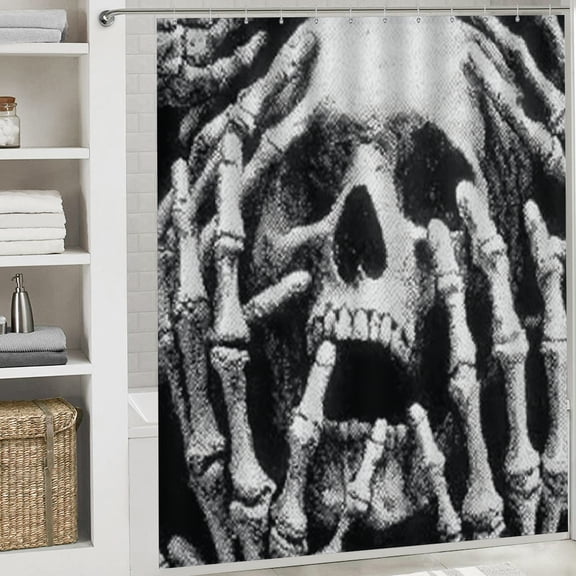 RKSupls Valentine's Day Shower Curtain, Skull Horror Waterproof Shower Curtain with Hooks for Home Bathtub Bathroom Decor Washable Curtains, 72x72 in