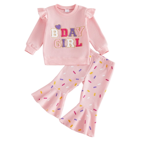 Winter Outerwear Kids Baby Girl First Birthday Outfit In My One Year Old Era Sweatshirt Flared Pants Sets 1st Birthday Girl Fall Clothes