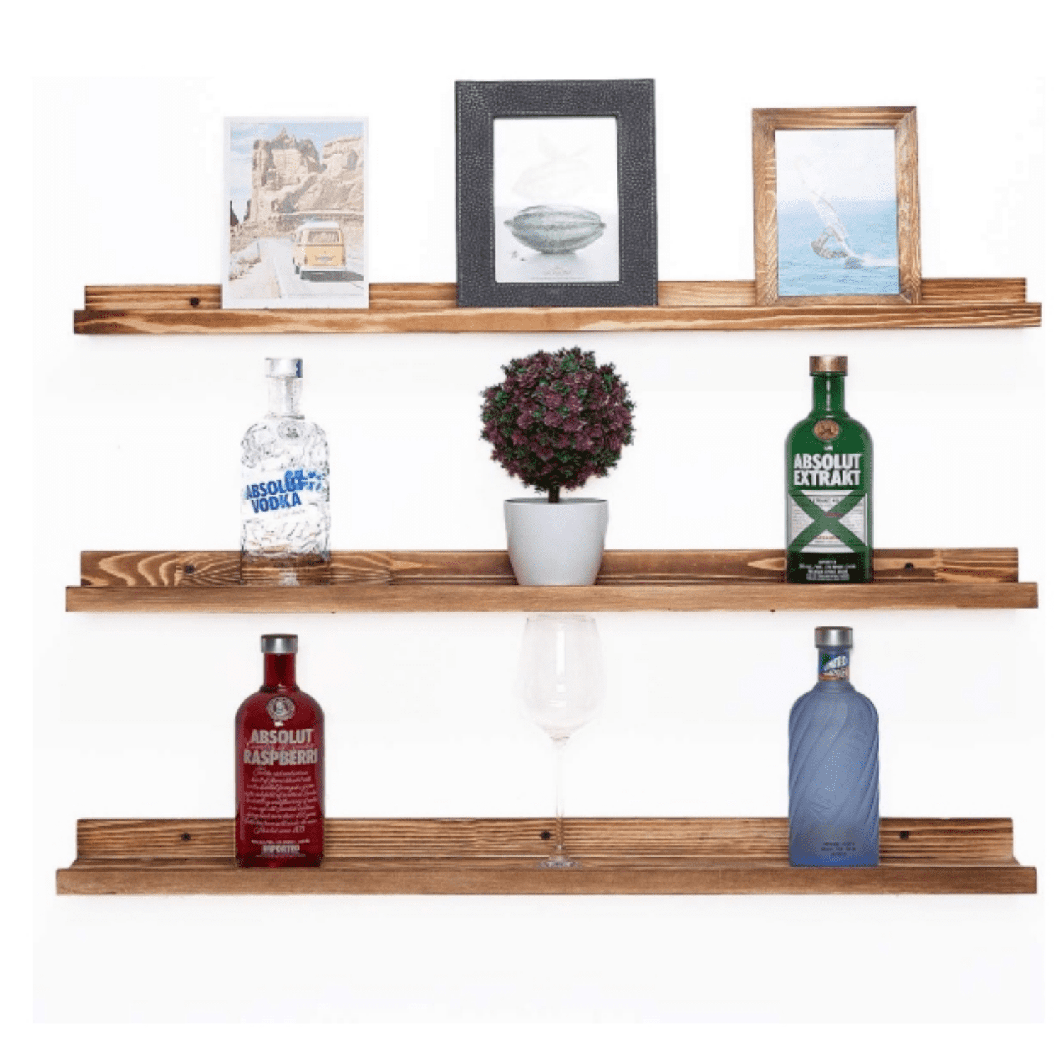 Large Floating Shelves 36 Inch Wood Wall Mounted Set of 3 Floating Bookshelf Long Wooden Picture Ledge Shelf for Home Decoration