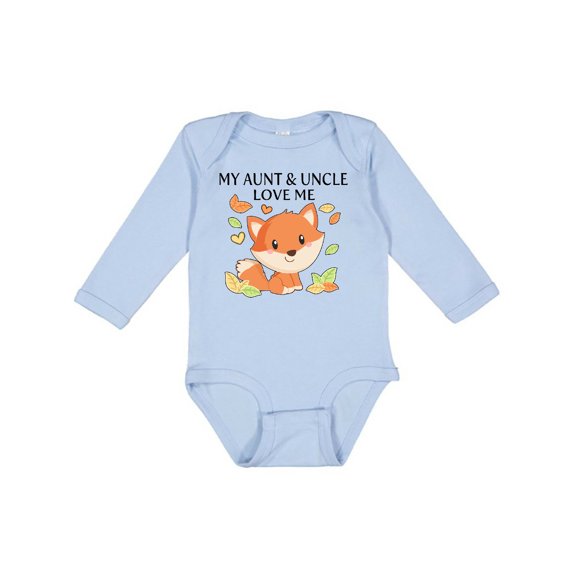 Inktastic My Aunt and Uncle Love Me- Little Fox Boys or Girls Long Sleeve Baby Bodysuit