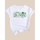 thumbnail image 4 of 1pc Women'S Casual St. Patrick'S Day T-Shirt, Round Neck Short Sleeve Tee with Clover and Hat Print, Polyester Knit Fabric, Spring/Summer/Autumn Fashion Top, 4 of 7