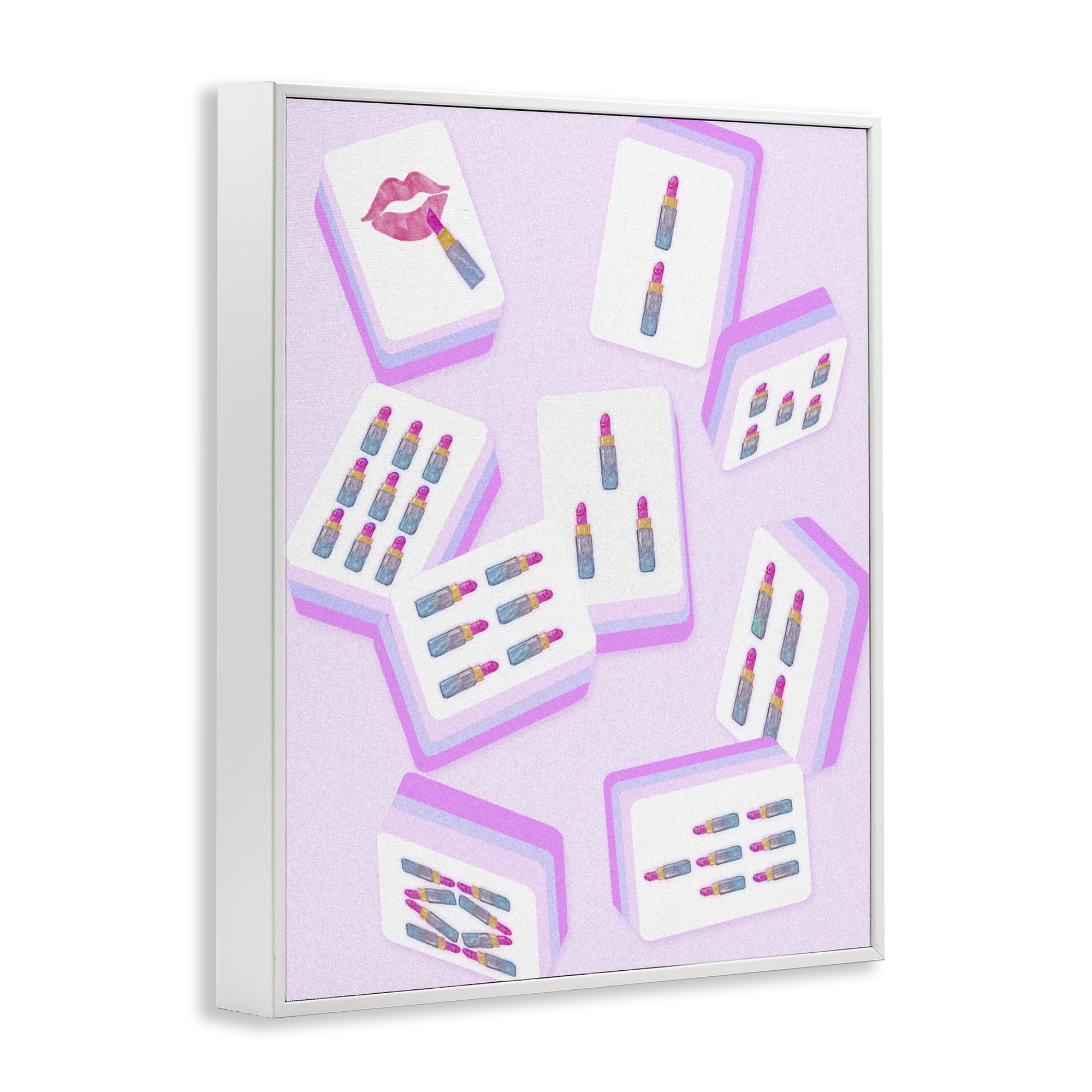 Stupell Industries Glam Lipstick Mahjong Tiles White Framed Giclee Art, design by Ziwei Li