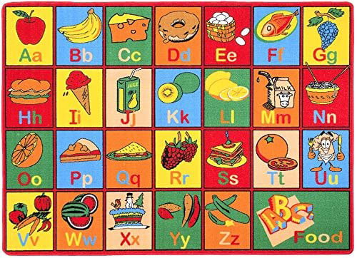 5x7 Educational Rug Kids ABC Food Names School Learning Time Alphabet Fruit 