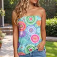 thumbnail image 2 of idosla Women's Floral Tube Tops Casual Summer Backless Strapless Top Sleeveless Bandeau Tanks Shirt (Light Blue, M), 2 of 4