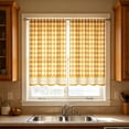 thumbnail image 5 of Yomiee Gingham Kitchen Cafe Curtain Tiers 2 Panels, Orange White Plaid Rod Pocket Short Window Curtains, Light Filtering Tier Curtains for Kitchen Sink, Bathroom, Laundry Room, Farmhouse Decor, 5 of 7