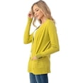 thumbnail image 5 of Cielo 1985 Women's Open Long Cardigan Sweater with Pockets - By The Simply Fashion Lime L, 5 of 7
