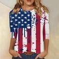 thumbnail image 2 of Women's 250th Anniversary USA Shirt Patriotic American Flag Print Crew Neck 3/4 Sleeve T-Shirt, 2 of 5